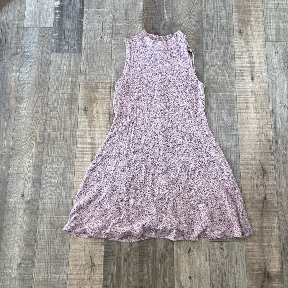 Sleeveless pink knit mock neck dress